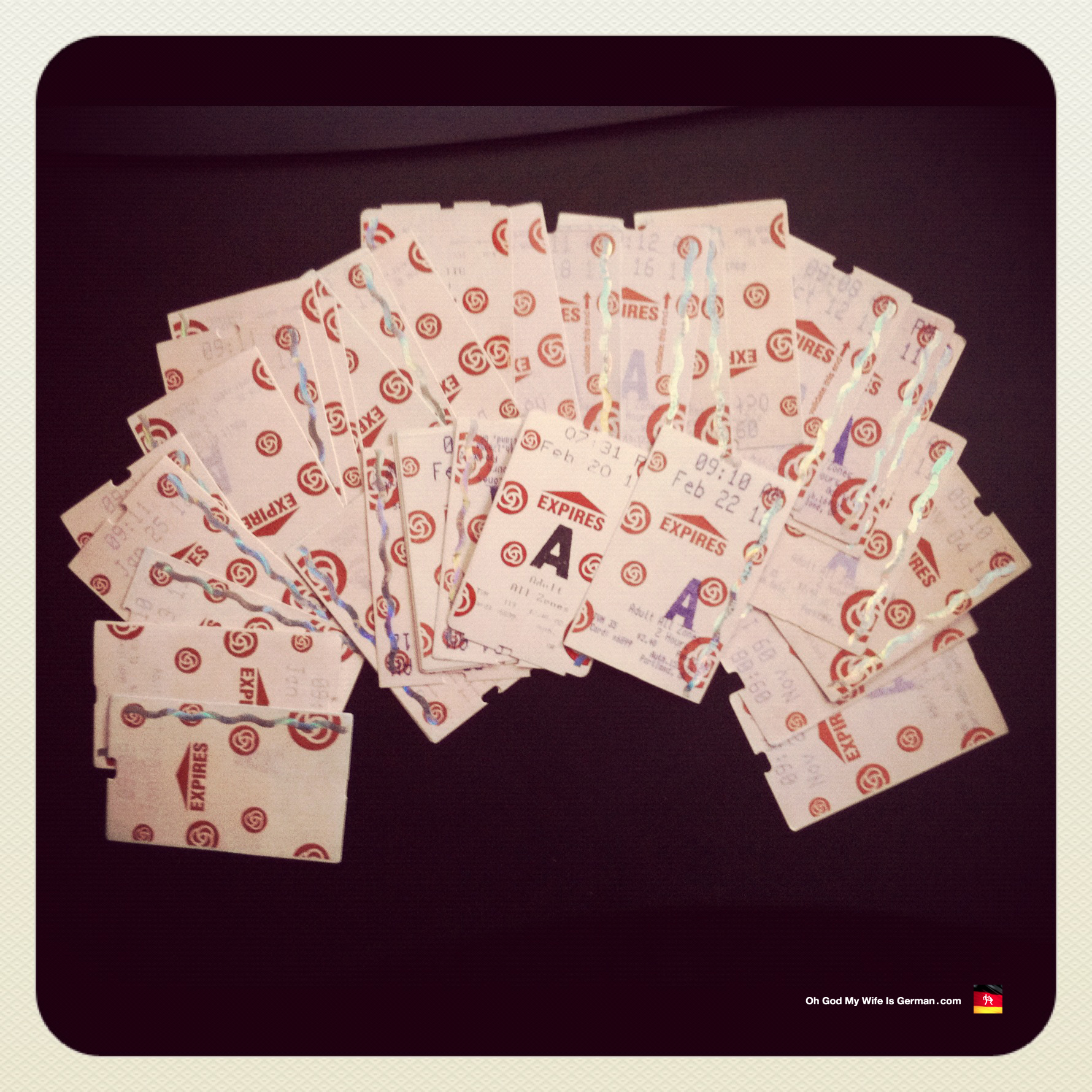 Tickets for the Max, our light rail system in Portland, Oregon