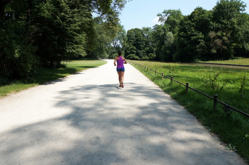 funny jogging picture of a woman running alone